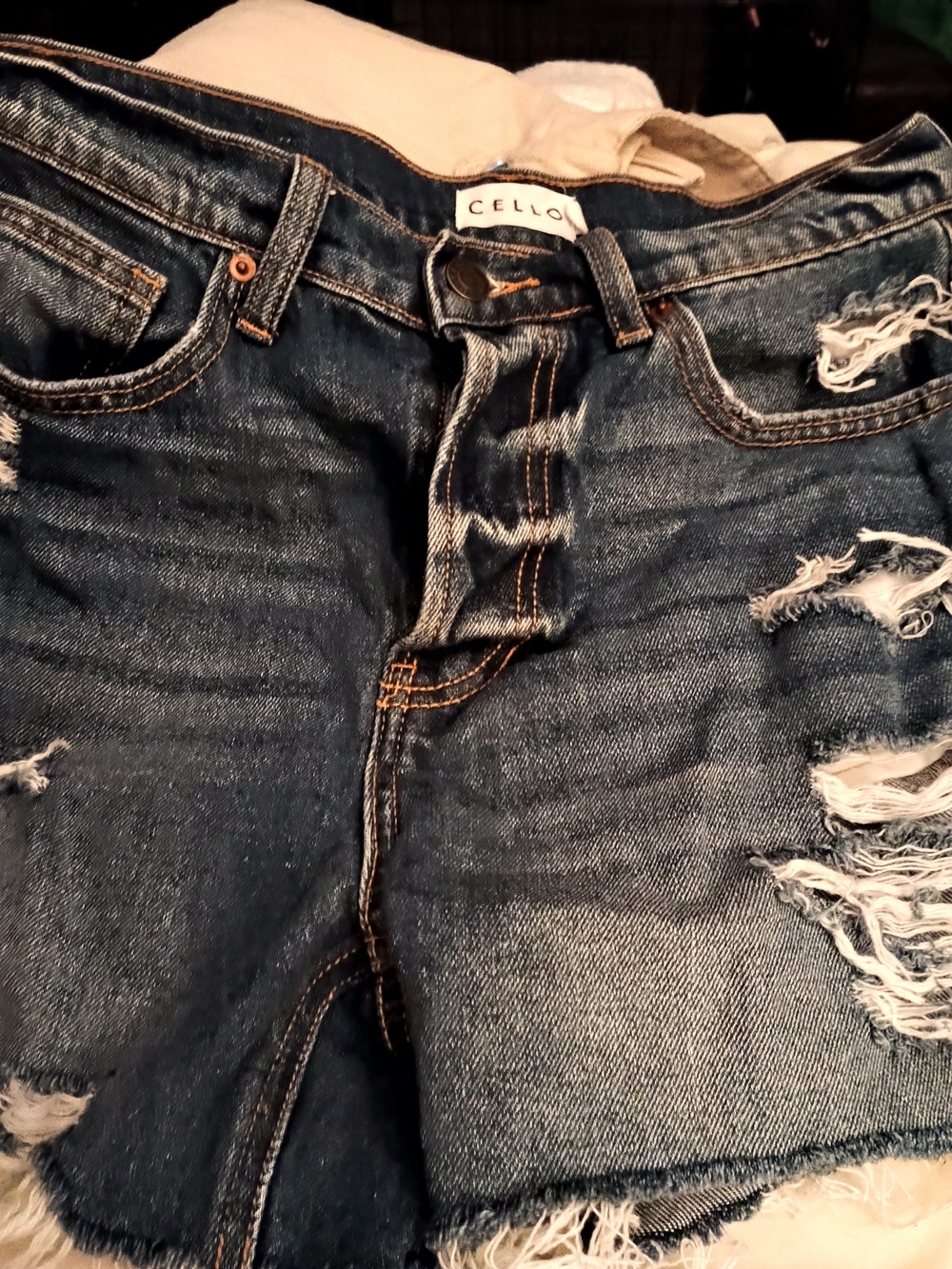 Cello Blue Distressed Denim Shorts